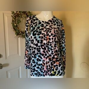 Cable & Gauge Multicolor Animal Print Cardigan